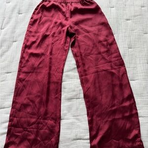 NWOT Abercrombie & Fitch Maroon Satin Trousers